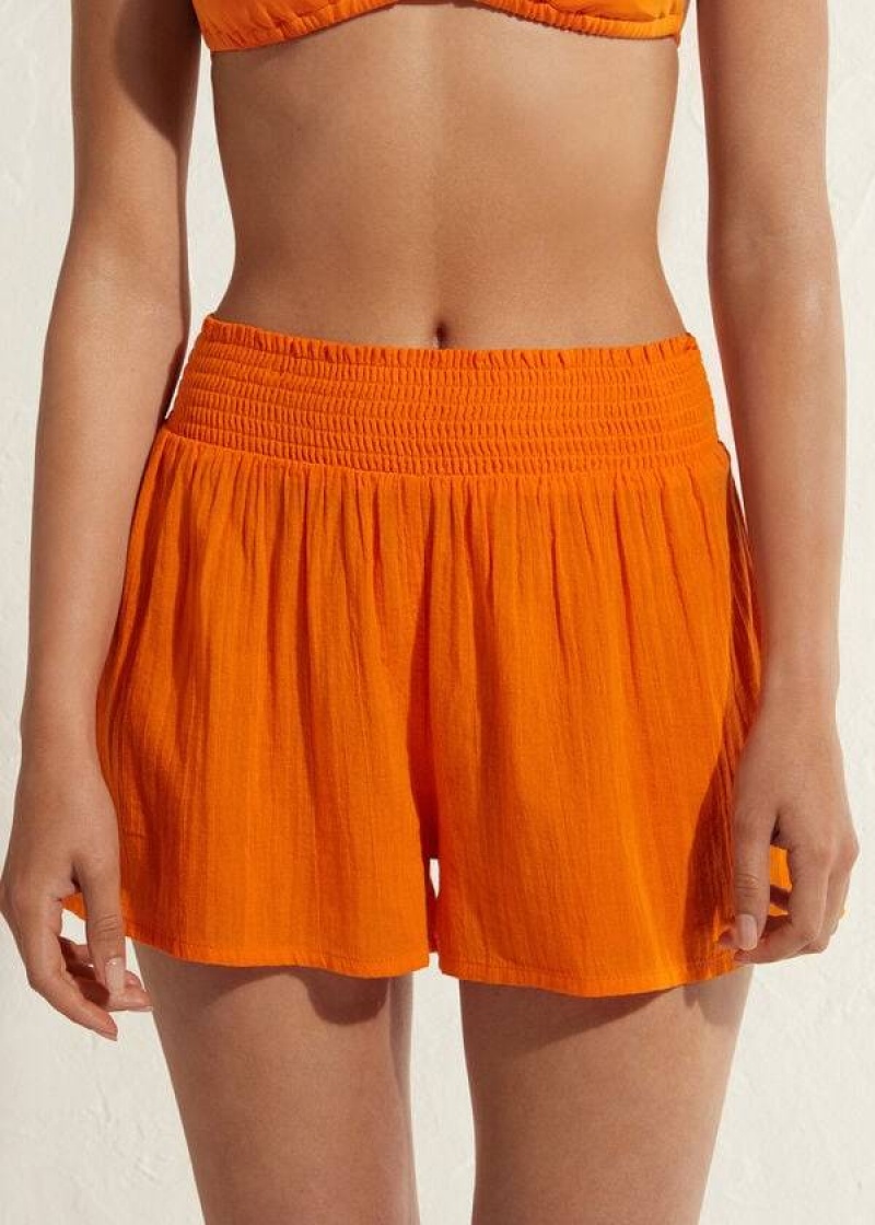 Calzedonia Cotton Shorts Women\'s Cover Ups Orange | CA 2070LH