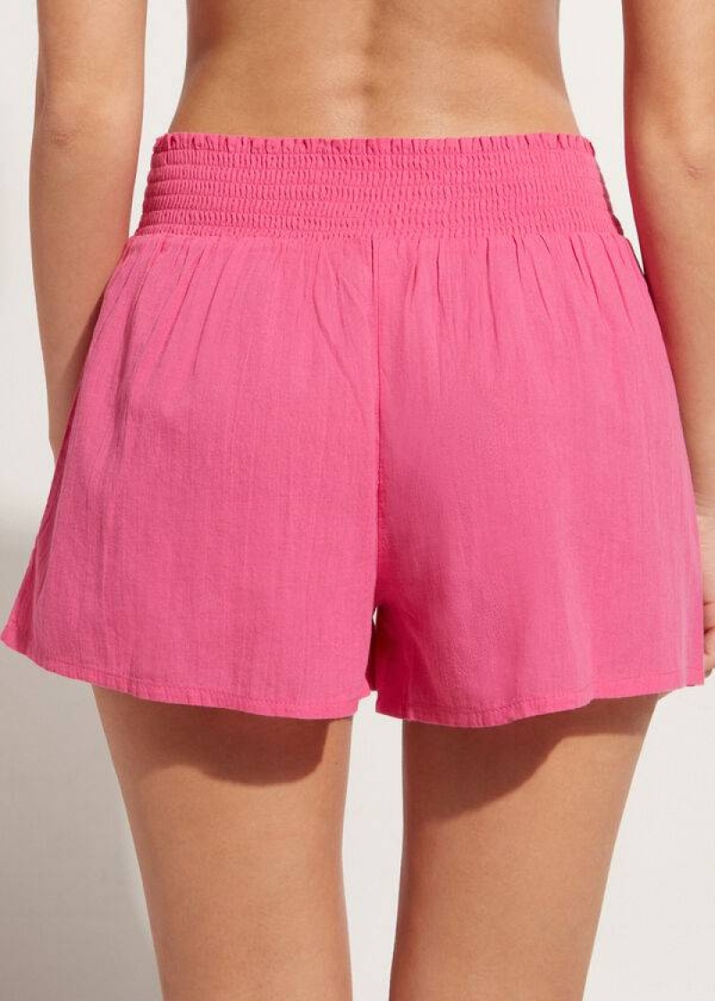 Calzedonia Cotton Shorts Women's Cover Ups Pink | CA 2068JJ