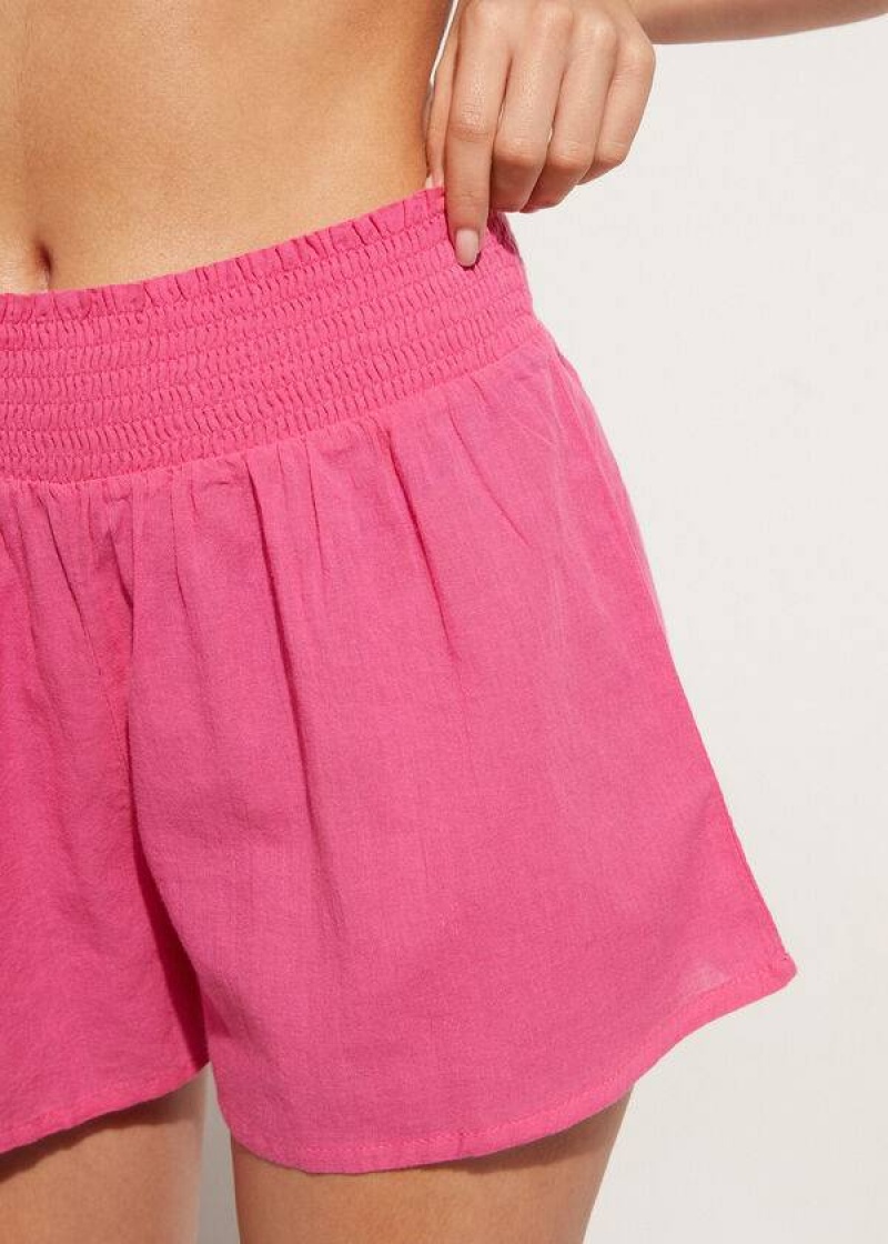 Calzedonia Cotton Shorts Women's Cover Ups Pink | CA 2068JJ