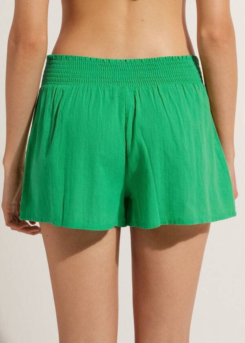 Calzedonia Cotton Shorts Women's Cover Ups Green | CA 2065FM