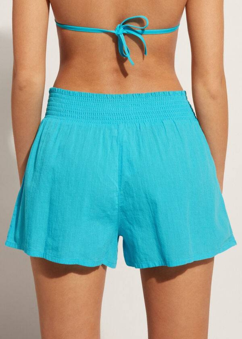 Calzedonia Cotton Shorts Women's Cover Ups Turquoise / Green | CA 2064DN