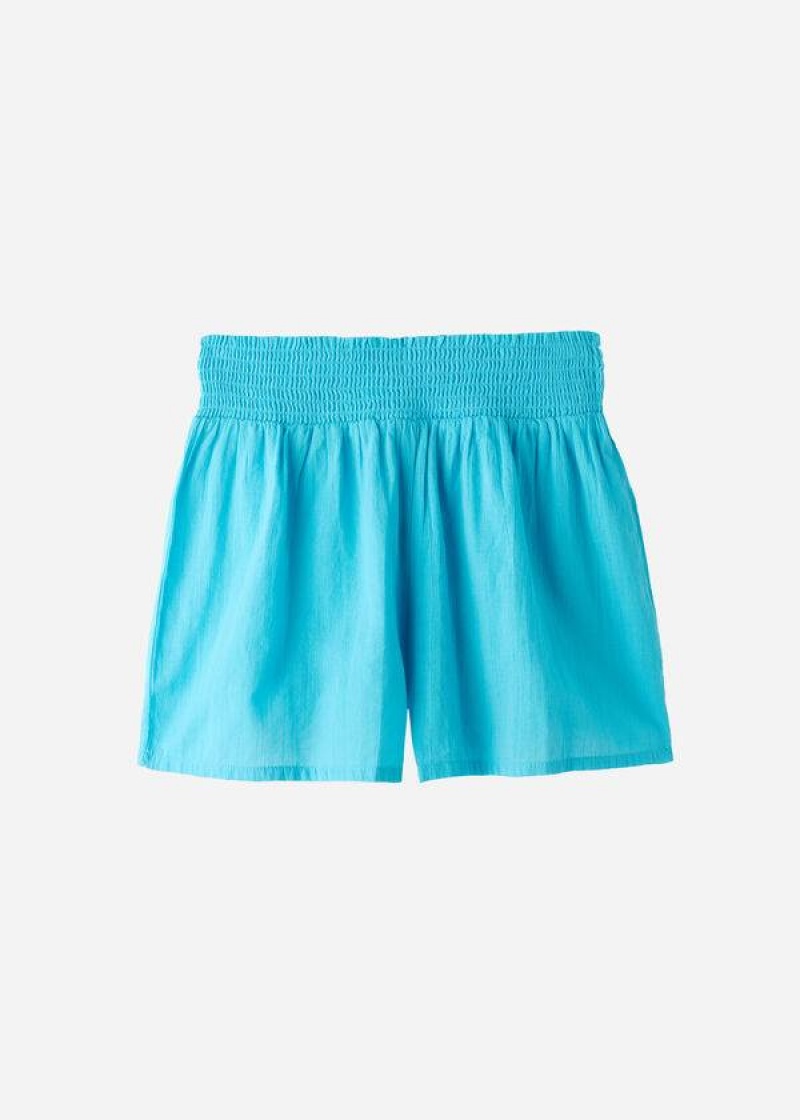 Calzedonia Cotton Shorts Women's Cover Ups Turquoise / Green | CA 2064DN