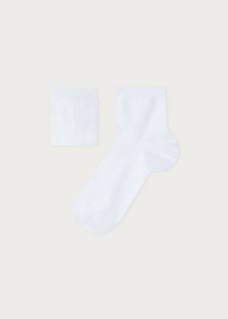 Calzedonia Cotton with Fresh Feet Breathable Material Short Kids\' Socks White | CA 1087BC