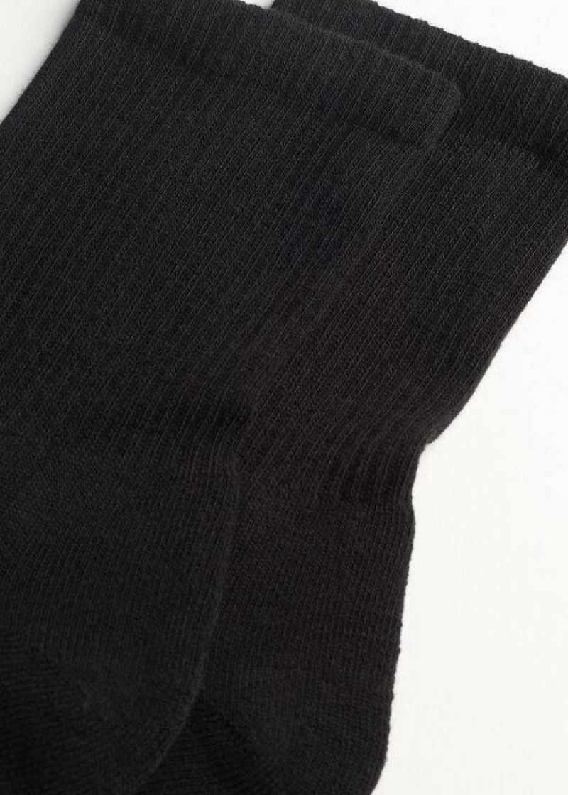 Calzedonia Crew Sport Men's Socks Black | CA 1379RW