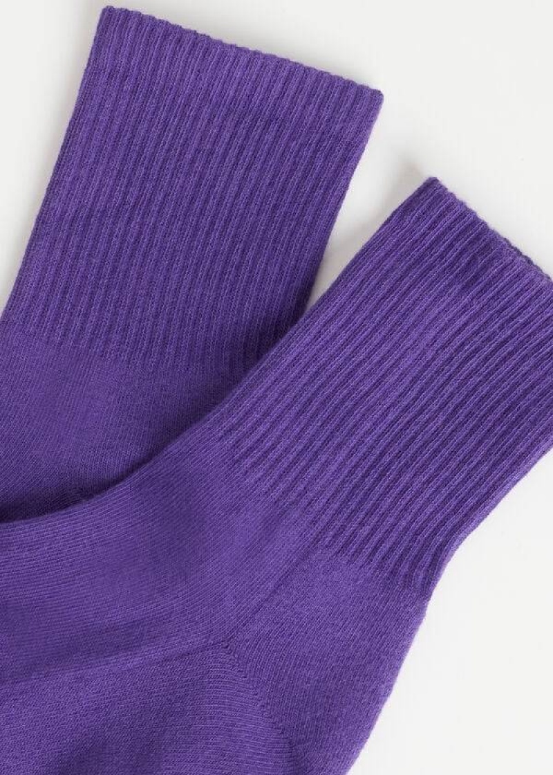 Calzedonia Crew Sport Men's Socks Purple | CA 1348NB