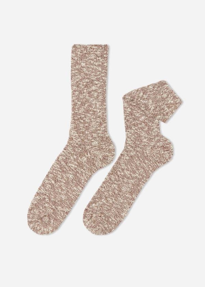 Calzedonia Crew in Warm Cotton Men\'s Socks Brown | CA 1395ZG