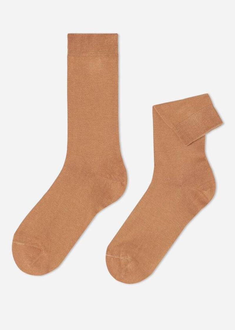 Calzedonia Crew with Cashmere Men\'s Socks Brown | CA 1392JJ