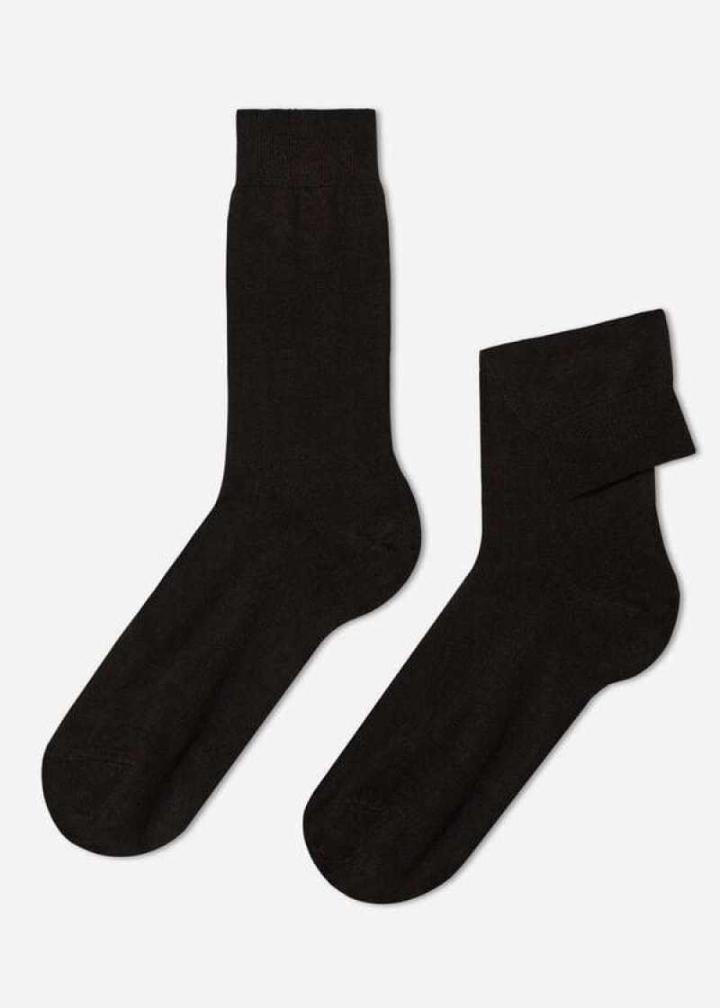 Calzedonia Crew with Cashmere Men\'s Socks Brown | CA 1364GL