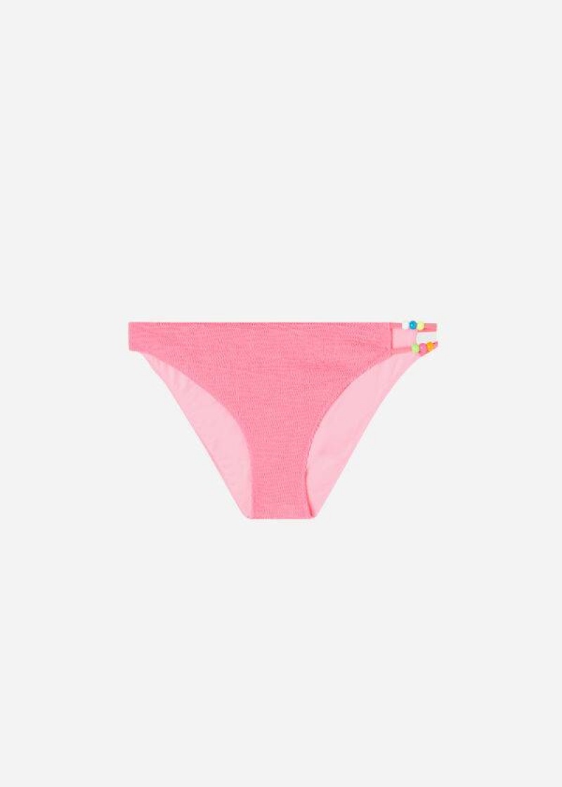 Calzedonia Crinkled San Diego Women's Bikini Bottoms Pink | CA 2817IS