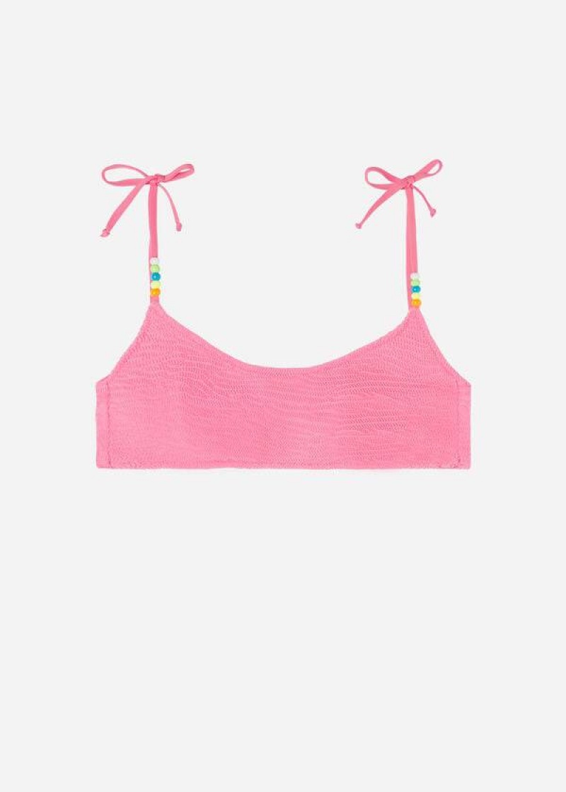 Calzedonia Crinkled Tank-Style San Diego Women's Bikini Tops Pink | CA 2488ZG