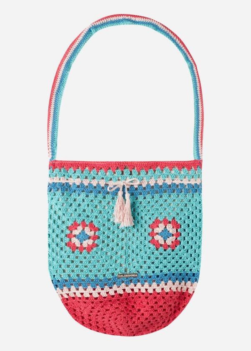 Calzedonia Crochet Beach Bag Women's Accessories Turquoise Blue | CA 2917YU