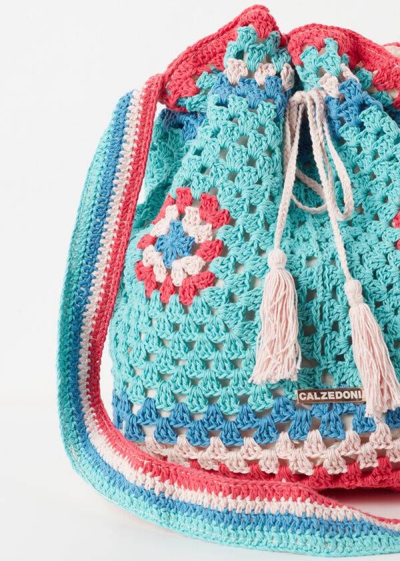 Calzedonia Crochet Beach Bag Women's Accessories Turquoise Blue | CA 2917YU