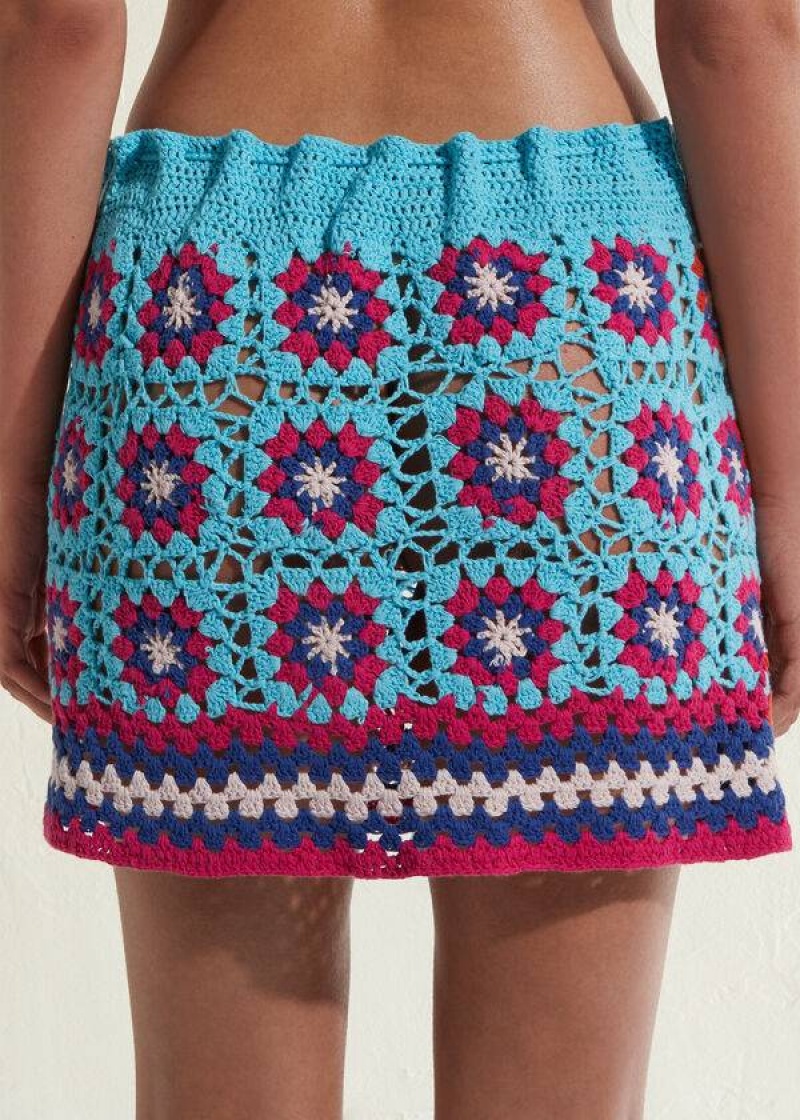 Calzedonia Crochet Skirt Women's Cover Ups Turquoise / Blue | CA 2062AP