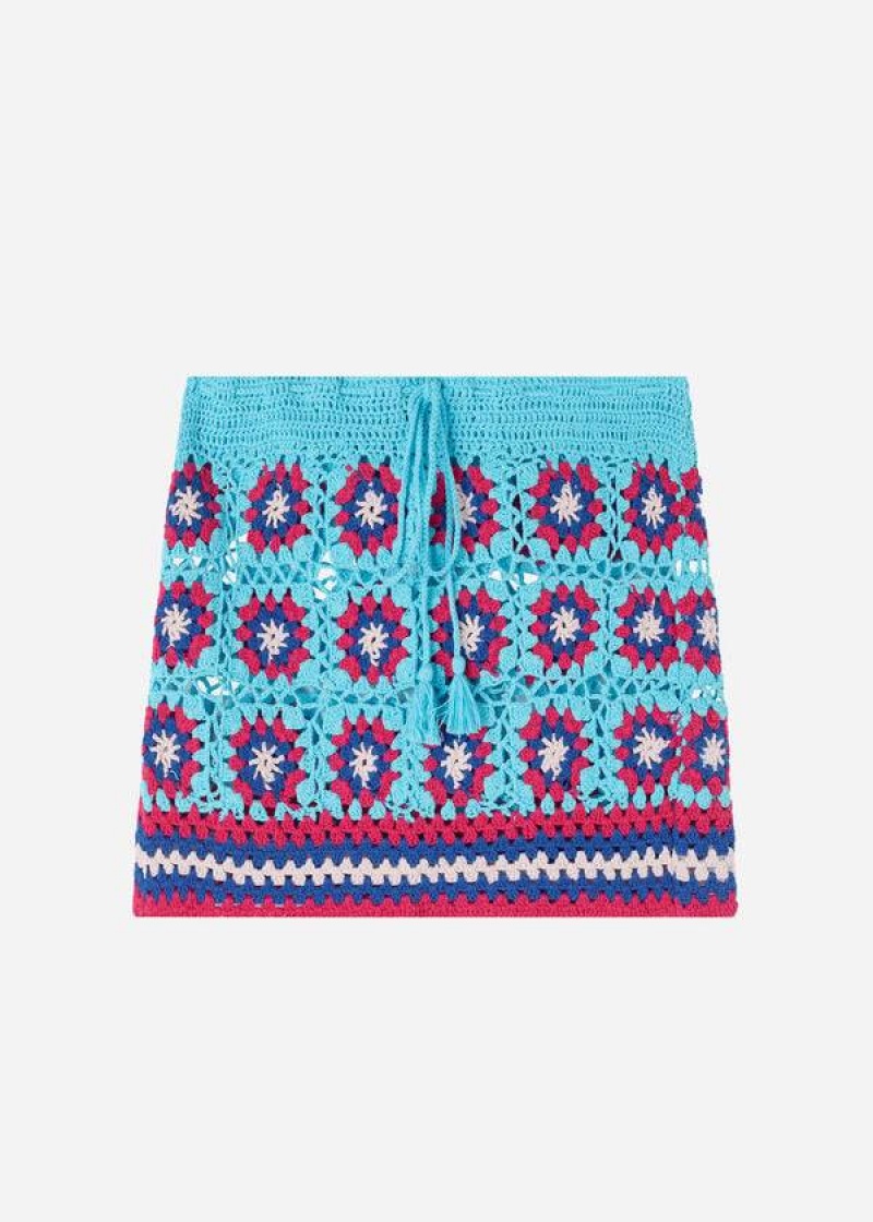 Calzedonia Crochet Skirt Women's Cover Ups Turquoise / Blue | CA 2062AP