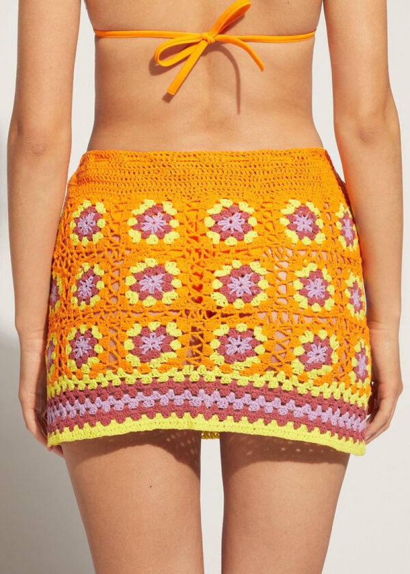 Calzedonia Crochet Skirt Women's Cover Ups Orange | CA 2061PQ