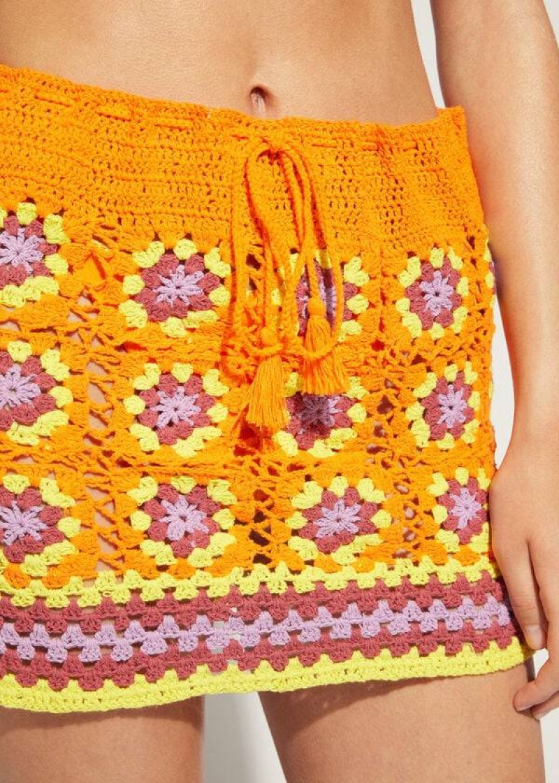 Calzedonia Crochet Skirt Women's Cover Ups Orange | CA 2061PQ