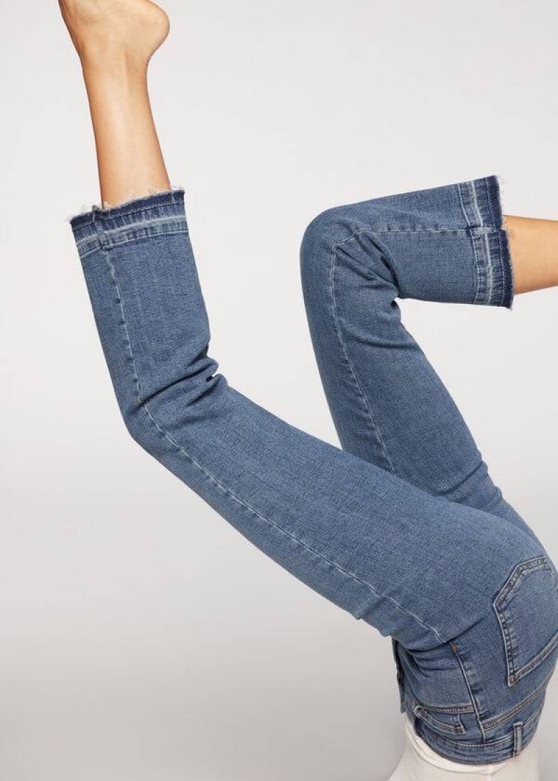 Calzedonia Cropped Flare Women's Jeans Blue | CA 1628LH