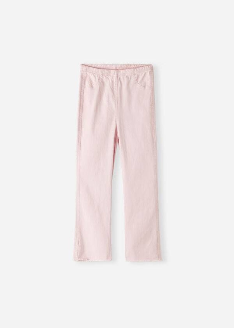 Calzedonia Cropped Flared Denim Kids\' Leggings Pink | CA 1066EX