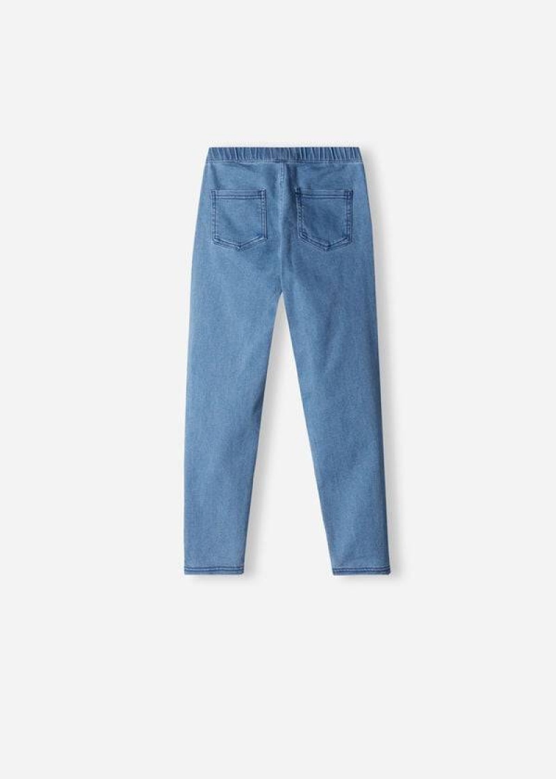 Calzedonia Denim jeggings Kids' Leggings Blue | CA 1062NB