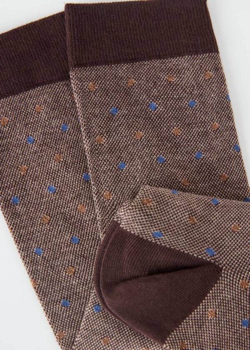 Calzedonia Dot-Pattern Long Women's Socks Brown | CA 1951RW