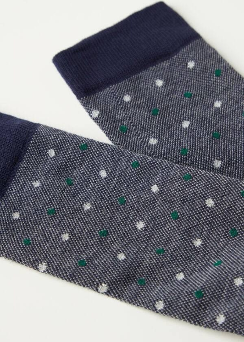 Calzedonia Dot-Pattern Long Women's Socks Blue | CA 1950EX