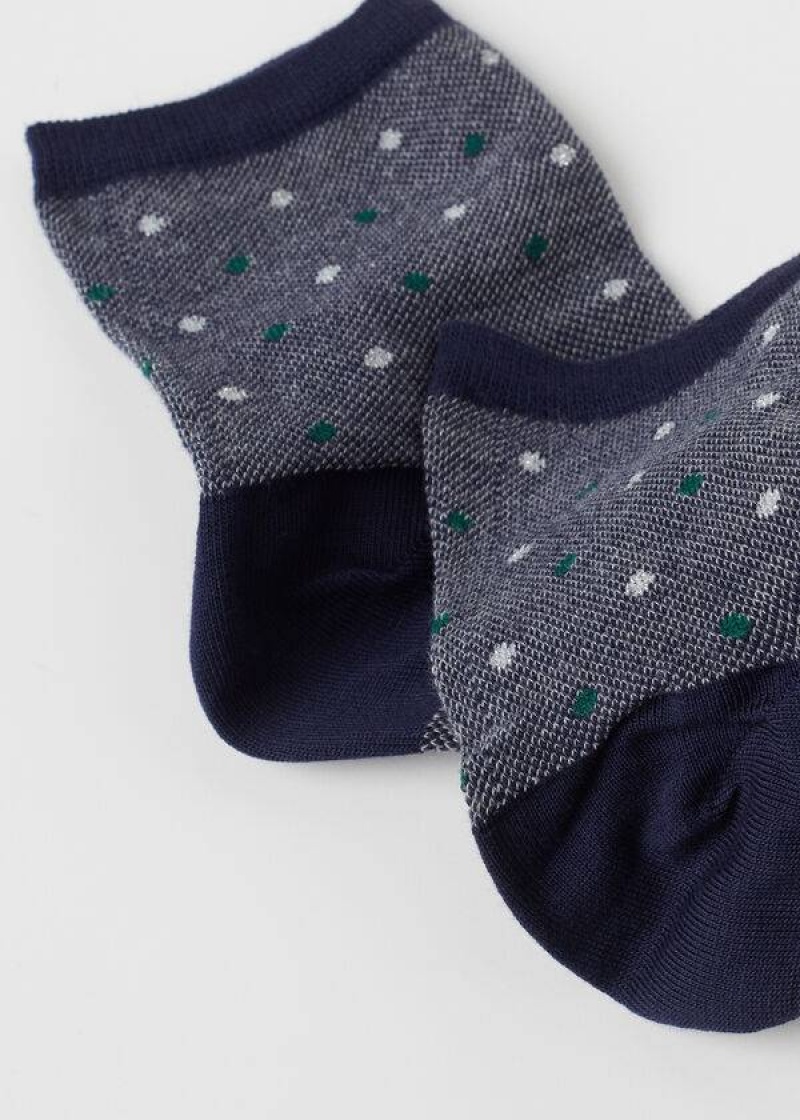 Calzedonia Dot-Pattern Short Women's Socks Blue | CA 1763BC