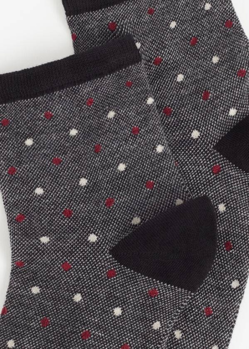 Calzedonia Dot-Pattern Short Women's Socks Black | CA 1762VD