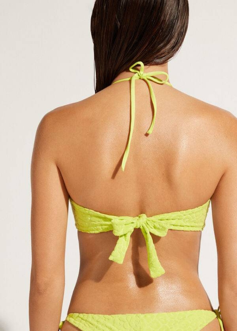 Calzedonia Drawstring Bandeau Bangkok Women's Bikini Tops Green | CA 2483NB