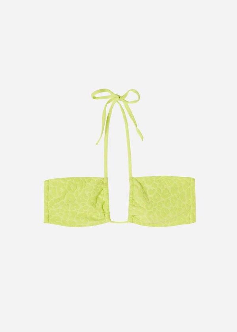 Calzedonia Drawstring Bandeau Bangkok Women's Bikini Tops Green | CA 2483NB