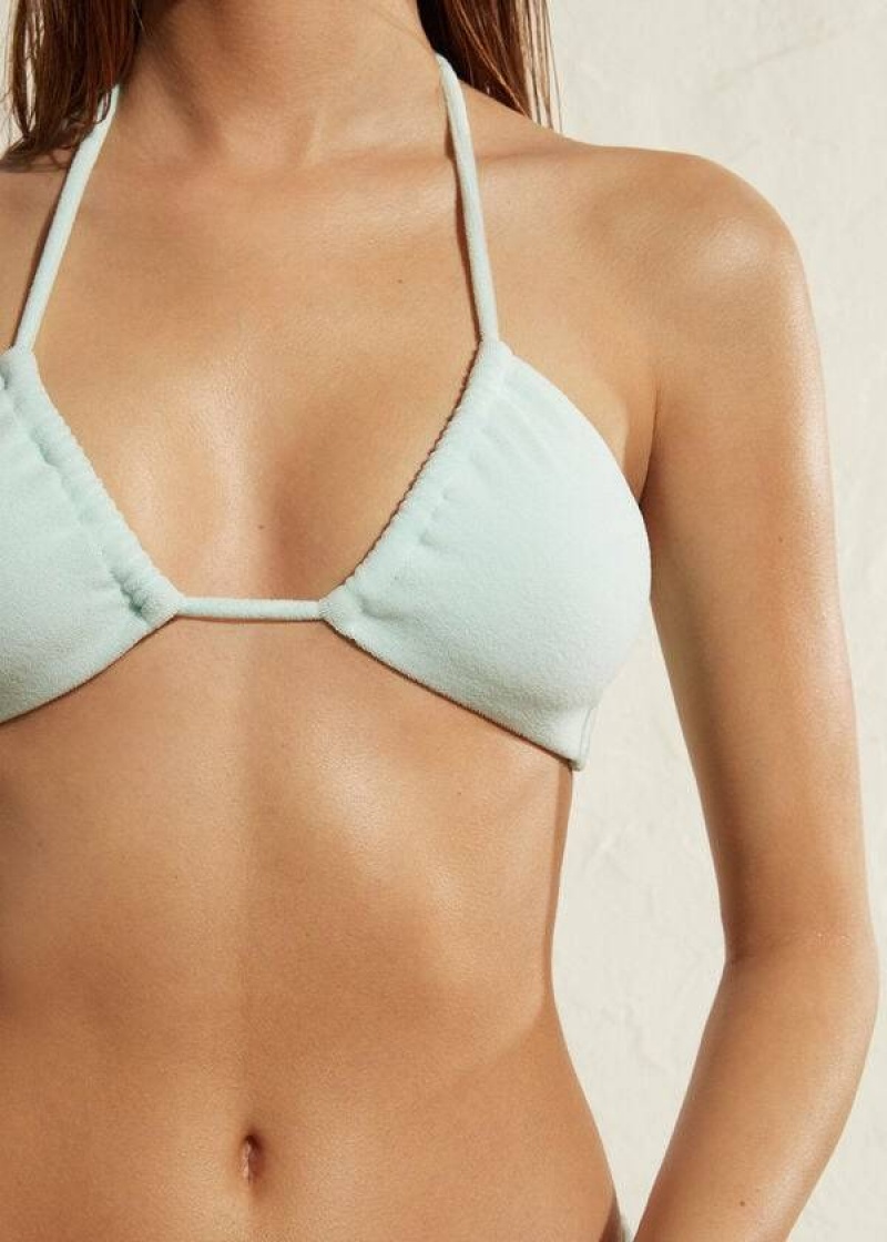 Calzedonia Drawstring Bandeau Beverly Hills Eco Women's Bikini Tops Blue | CA 2481QZ