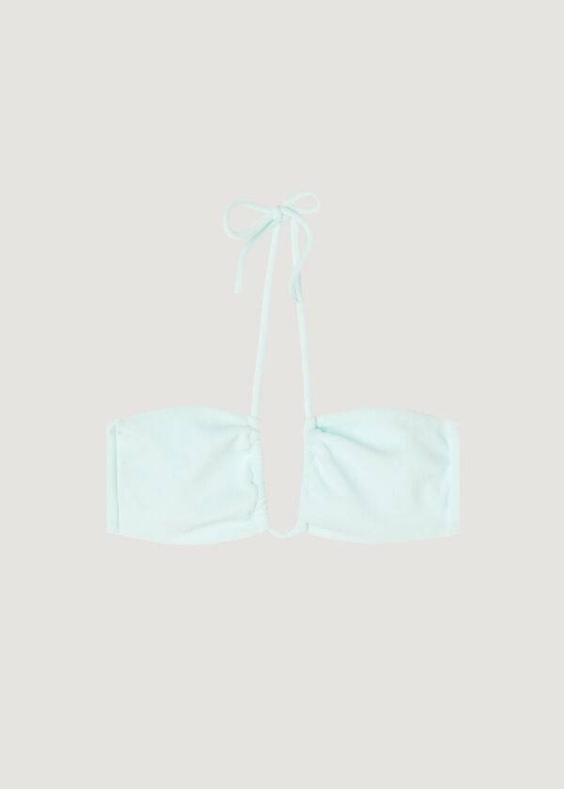 Calzedonia Drawstring Bandeau Beverly Hills Eco Women's Bikini Tops Blue | CA 2481QZ