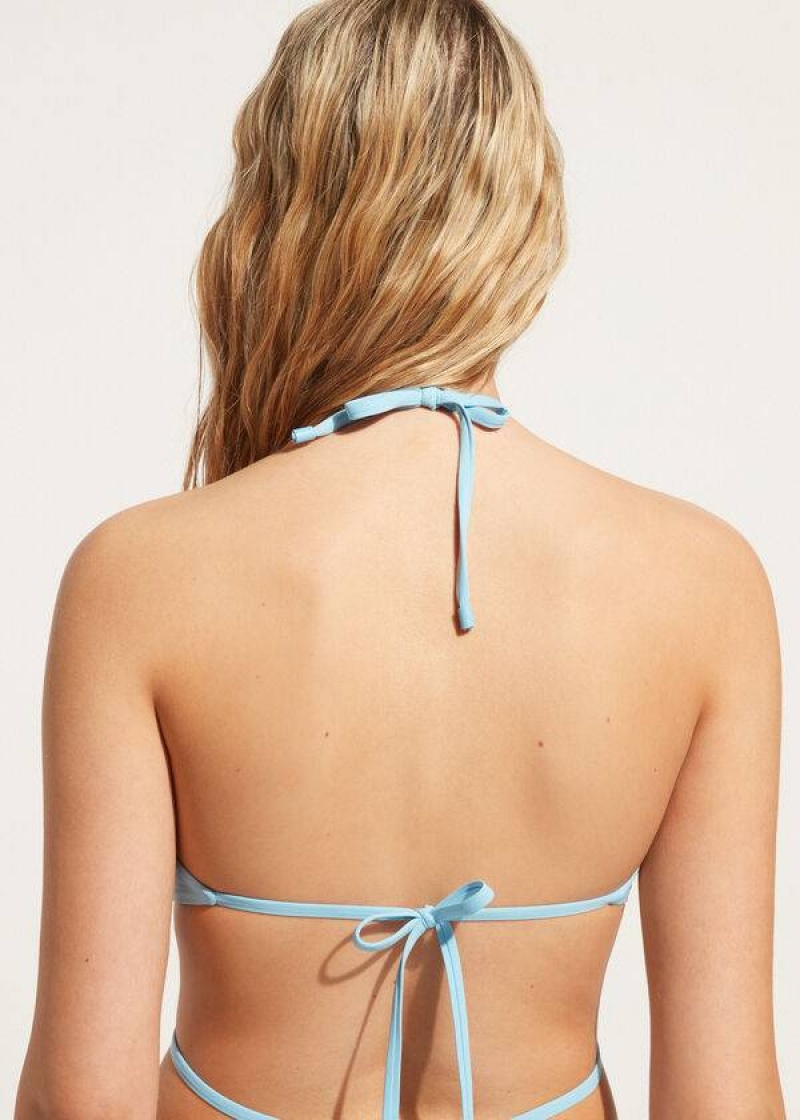 Calzedonia Drawstring Bandeau Islamorada Women's Bikini Tops Blue | CA 2480WY