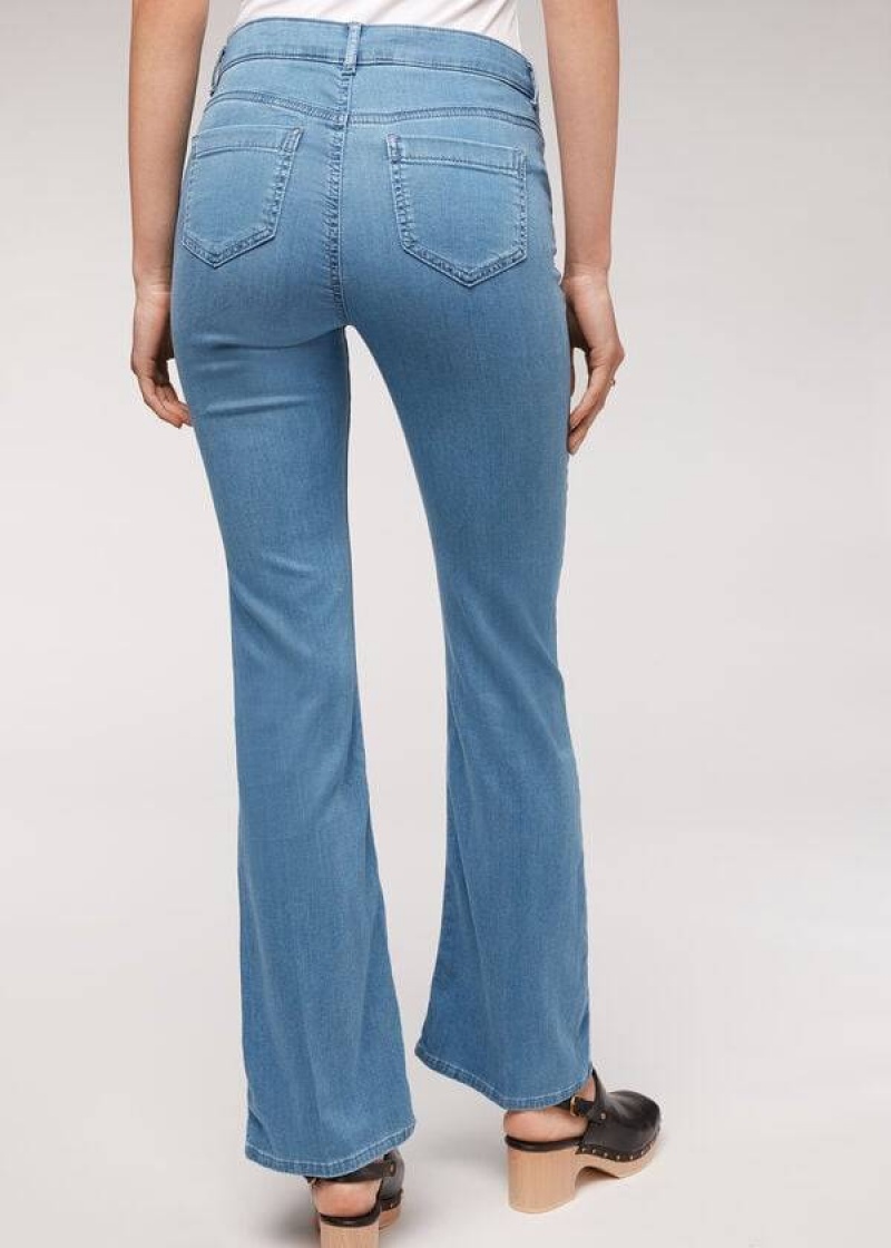 Calzedonia Eco Light Flared Denim Women's Jeans Blue | CA 1615YU