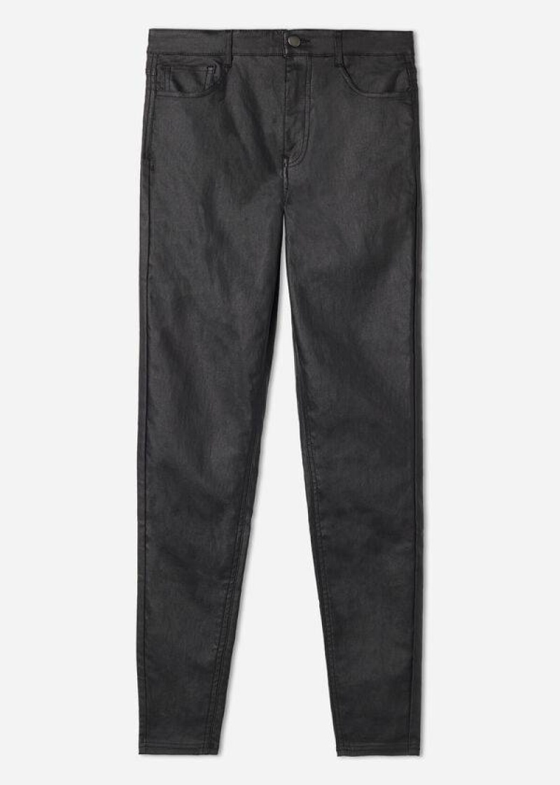 Calzedonia Faux Leather Skinny Women's Pants Black | CA 1462OR