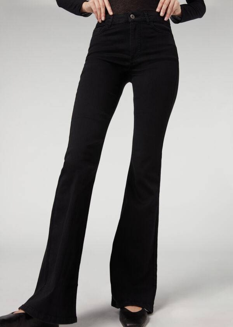 Calzedonia Flared Women's Jeans Black | CA 1597FM