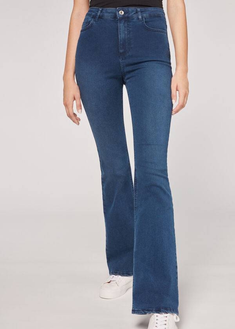 Calzedonia Flared Women's Jeans Blue | CA 1598GL