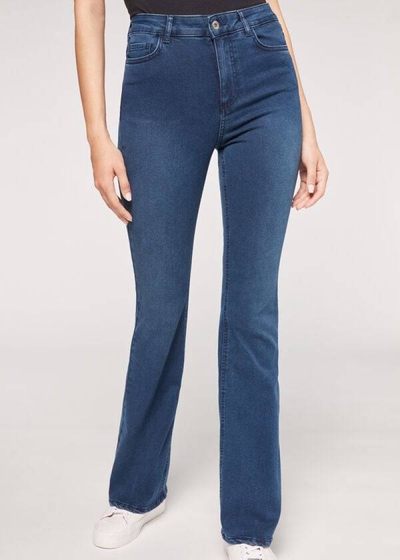 Calzedonia Flared Women\'s Jeans Blue | CA 1598GL