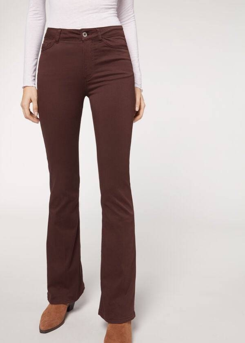 Calzedonia Flared Women\'s Jeans Brown | CA 1595SO