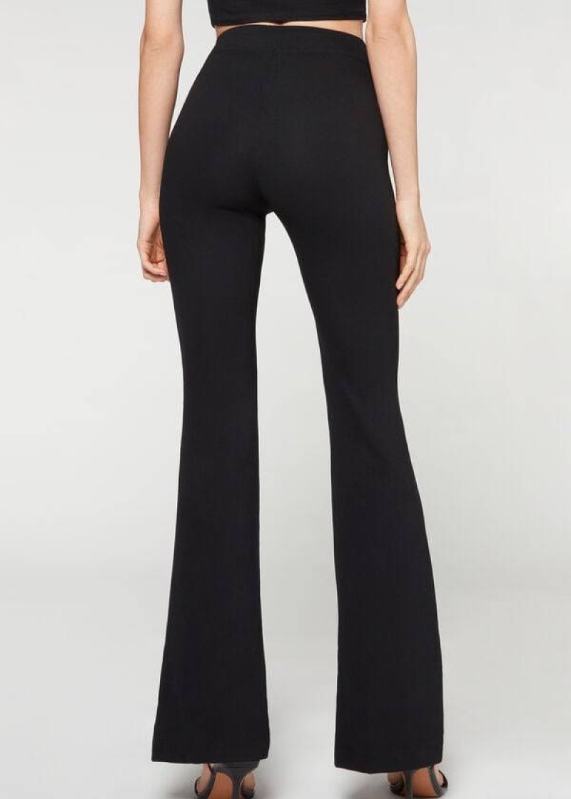 Calzedonia Flared Women's Pants Black | CA 1461IS