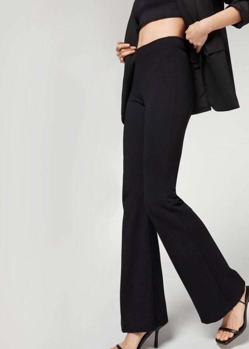 Calzedonia Flared Women's Pants Black | CA 1461IS