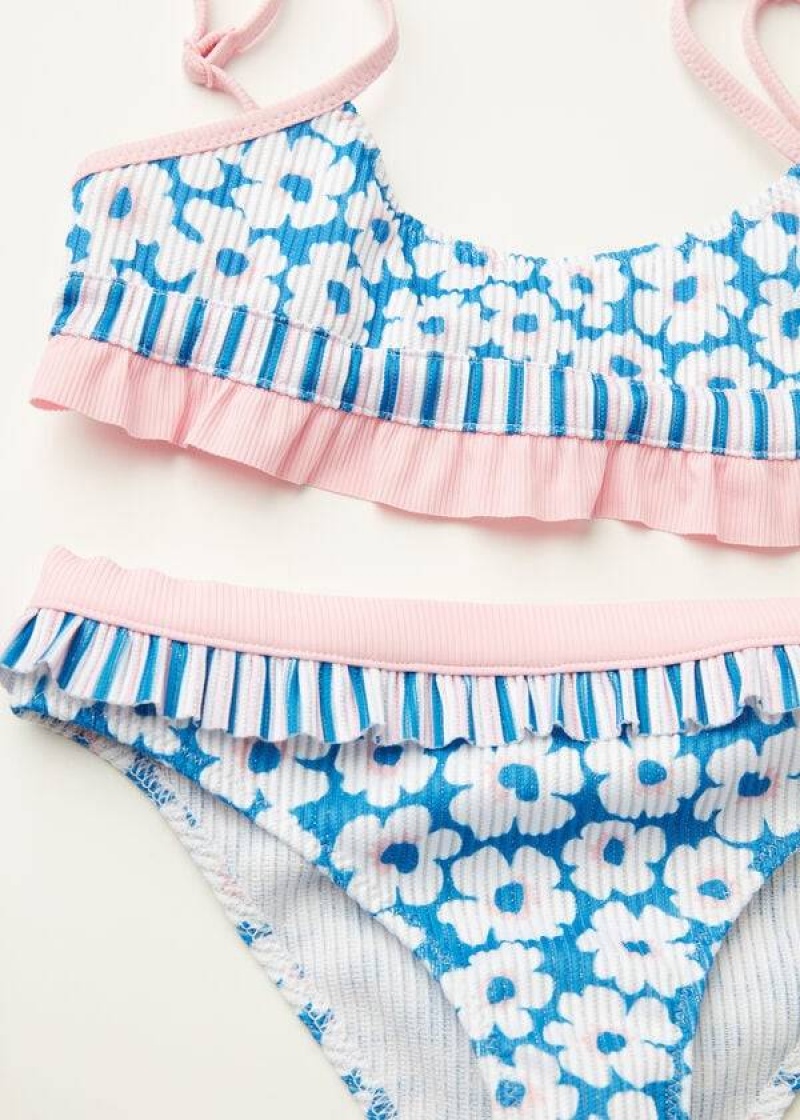 Calzedonia Floral Two-Piece Aurora Kids' Swimsuits Blue | CA 1153SO