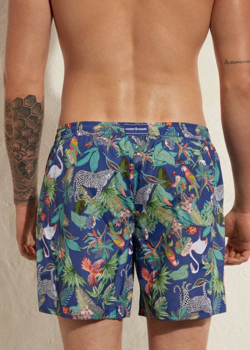 Calzedonia Formentera Men's Swim Trunks Green / Blue | CA 1272QZ