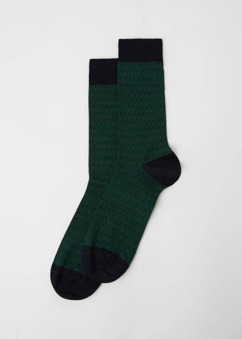 Calzedonia Geometric Design Crew Men\'s Socks Green | CA 1341KI