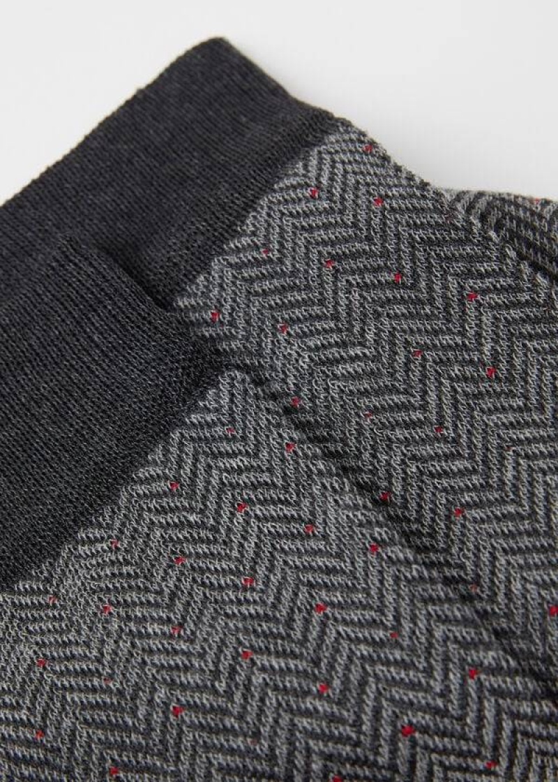 Calzedonia Geometric Pattern Crew Men's Socks Grey | CA 1338GL