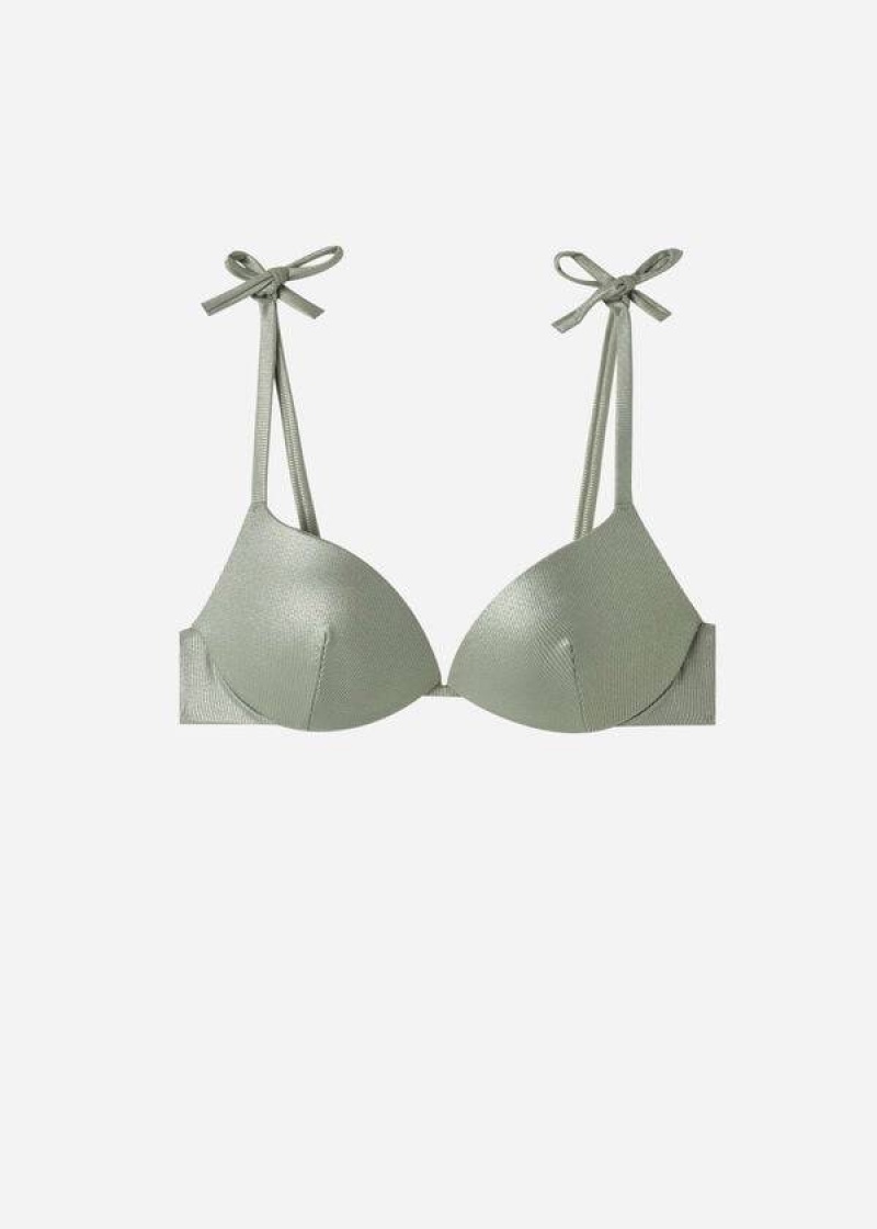 Calzedonia Graduated Padded Push Up Antigua Women's Bikini Tops Green | CA 2475UT