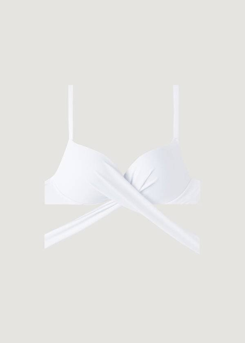 Calzedonia Graduated Padded Push Up Indonesia Women's Bikini Tops White | CA 2468FM