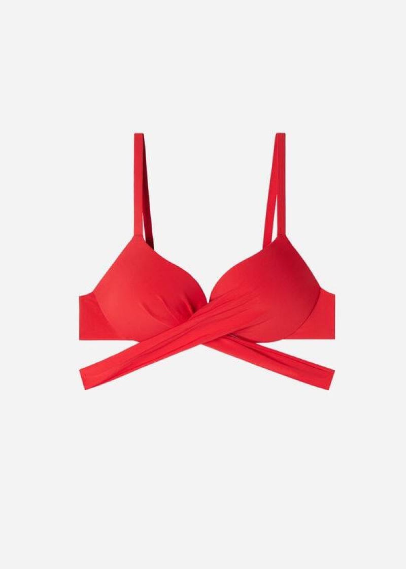 Calzedonia Graduated Padded Push Up Indonesia Women's Bikini Tops Red | CA 2466HK