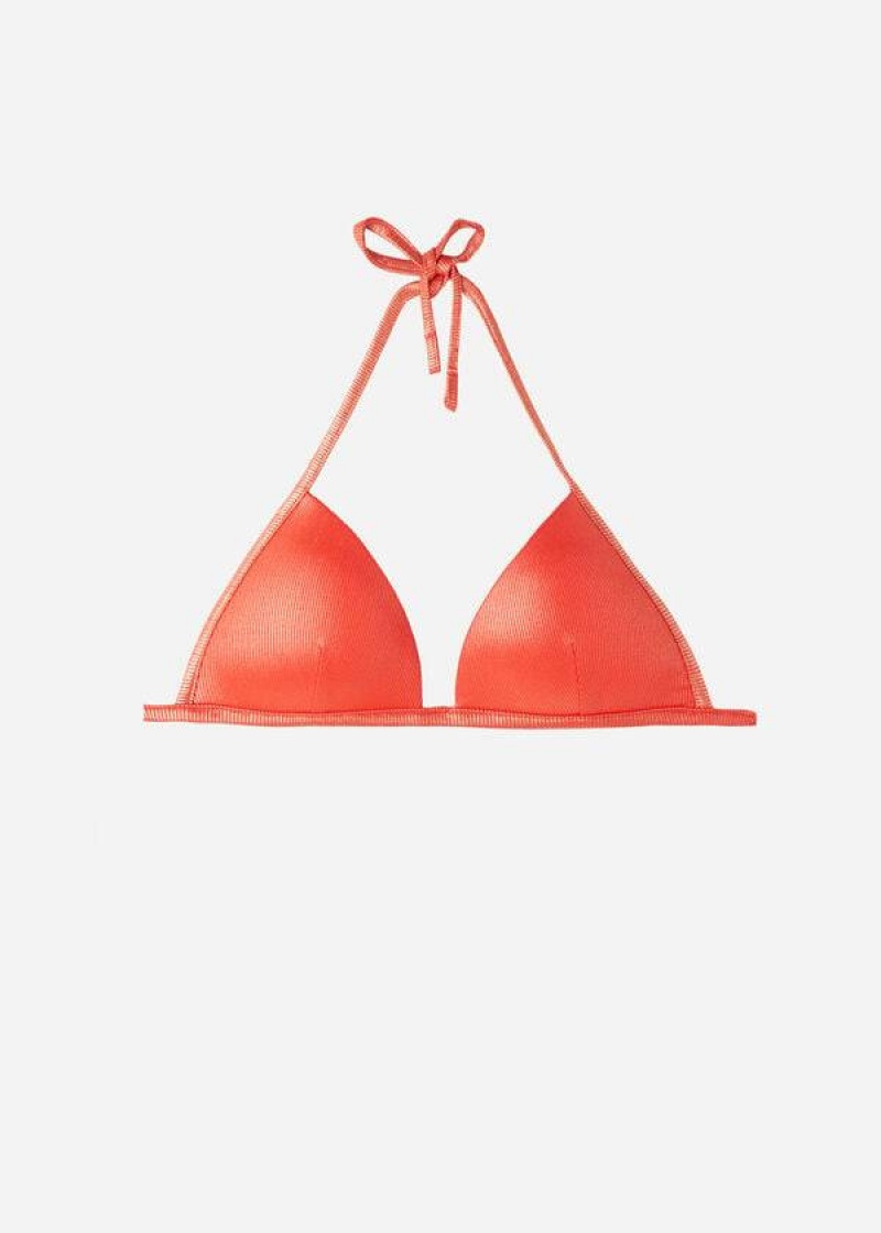 Calzedonia Graduated Padded Triangle Antigua Women's Bikini Tops Coral Orange | CA 2461XF