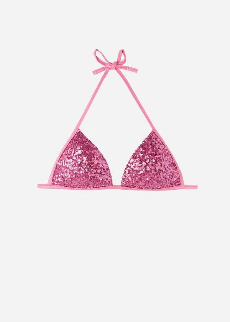 Calzedonia Graduated Padded Triangle Cannes Women's Bikini Tops Pink | CA 2457NB