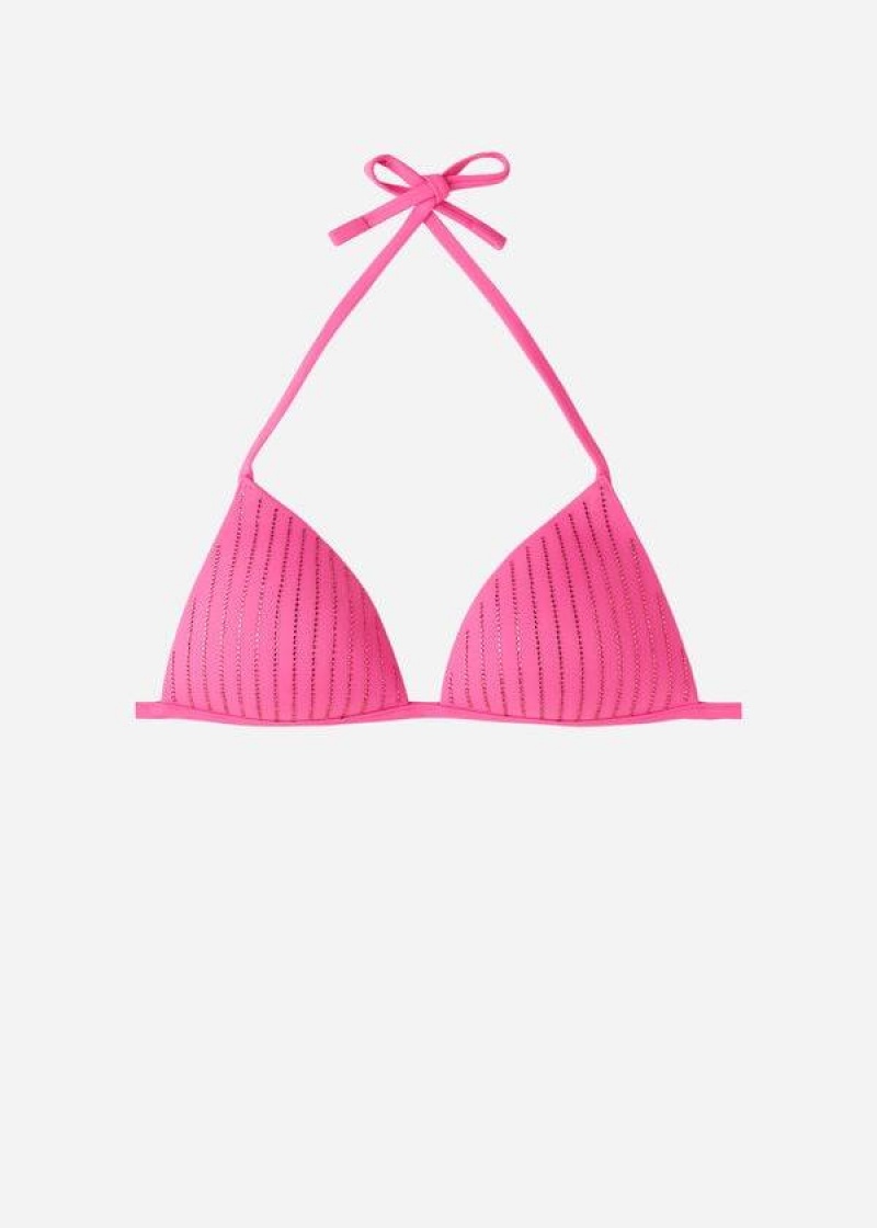 Calzedonia Graduated Padded Triangle Shanghai Women's Bikini Tops Pink | CA 2444SO